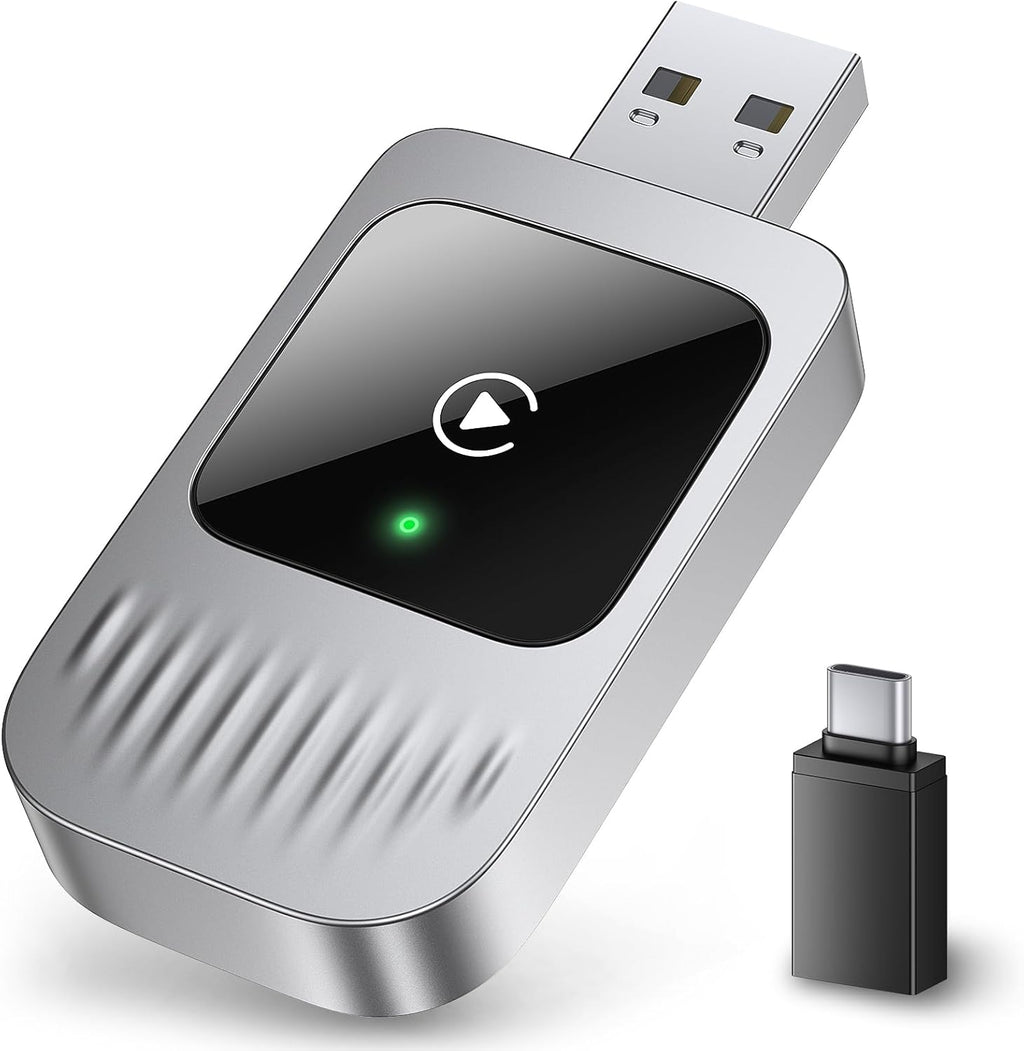 Wireless CarPlay Adapter - Wireless Upgrade of Wired CarPlay, Plug & Play, Compatible with iPhone iOS 10+ & Vehicles with Wired CarPlay, Silver