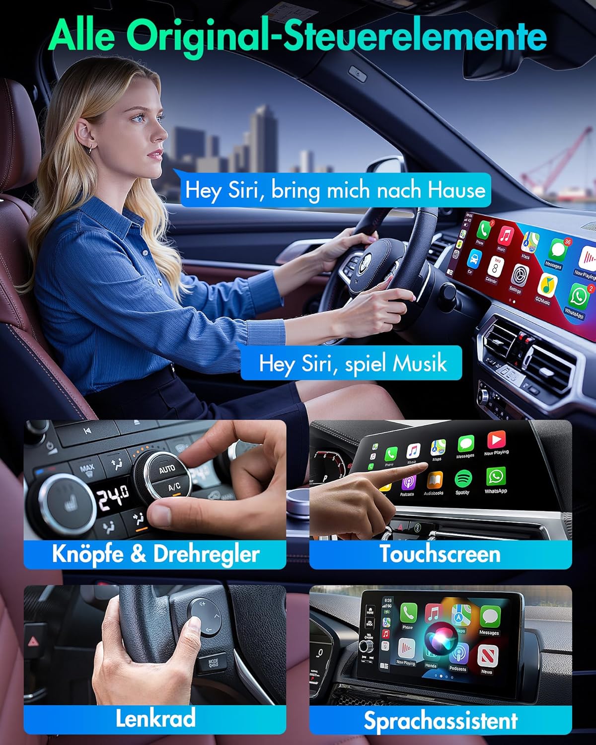 Wireless CarPlay Adapter - Wireless Upgrade of Wired CarPlay, Plug & Play, Compatible with iPhone iOS 10+ & Vehicles with Wired CarPlay, Silver