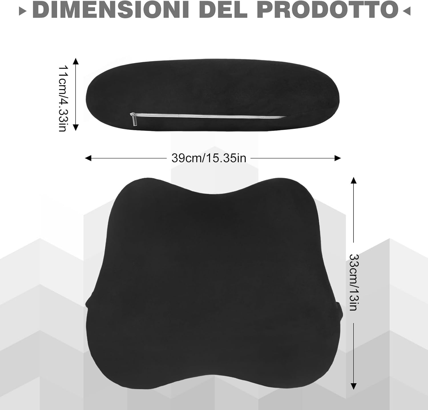 Quirlig Lumbar Car Cushion, Lumbar Cushion Office Chair in Memory Foam, Ergonomic Back Cushion, Lumbar Support for Car, Office, Black