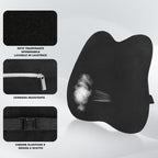 Quirlig Lumbar Car Cushion, Lumbar Cushion Office Chair in Memory Foam, Ergonomic Back Cushion, Lumbar Support for Car, Office, Black