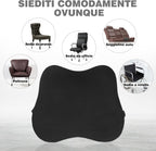 Quirlig Lumbar Car Cushion, Lumbar Cushion Office Chair in Memory Foam, Ergonomic Back Cushion, Lumbar Support for Car, Office, Black