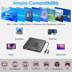External DVD CD Writer, USB 3.0 Type C External CD DVD Player for Laptop, CD/DVD+/-RW Drive RGB External CD DVD Drive for PC Laptop Desktop MacBook Mac OS Win11/10/8/7/XP Linux Vista