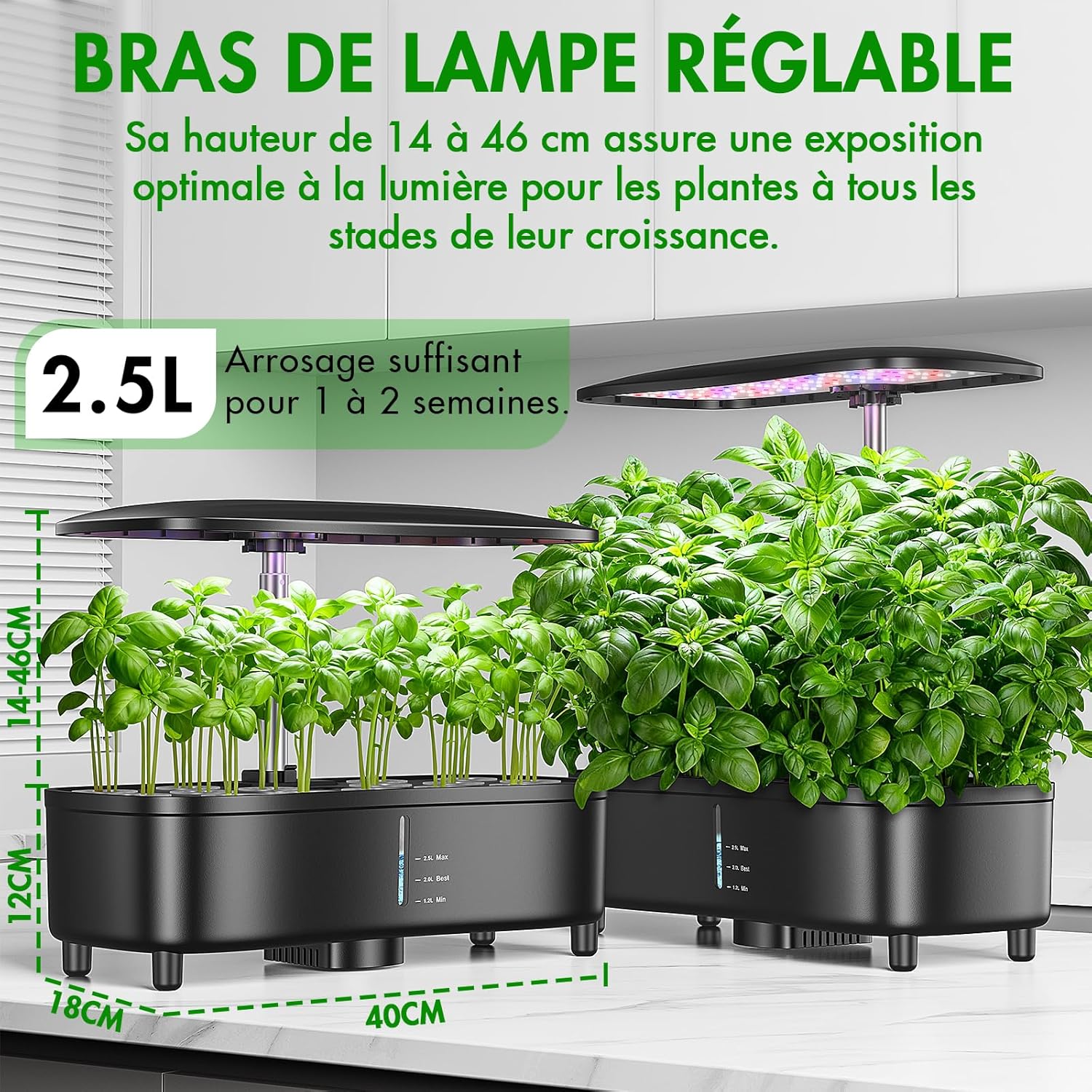 15 Pods, Hydroponics System for Growing System, Aeroponic Technology for 3x Faster Growth, Integrated Full Spectrum LED Light, Smart Indoor Garden for Herbs, Lettuce