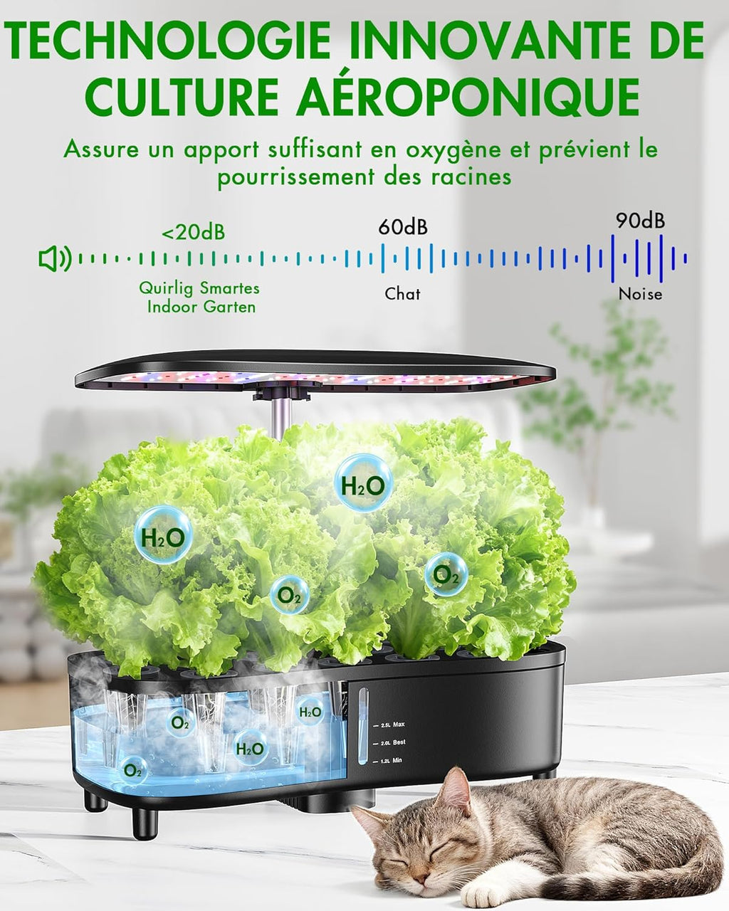 15 Pods, Hydroponics System for Growing System, Aeroponic Technology for 3x Faster Growth, Integrated Full Spectrum LED Light, Smart Indoor Garden for Herbs, Lettuce