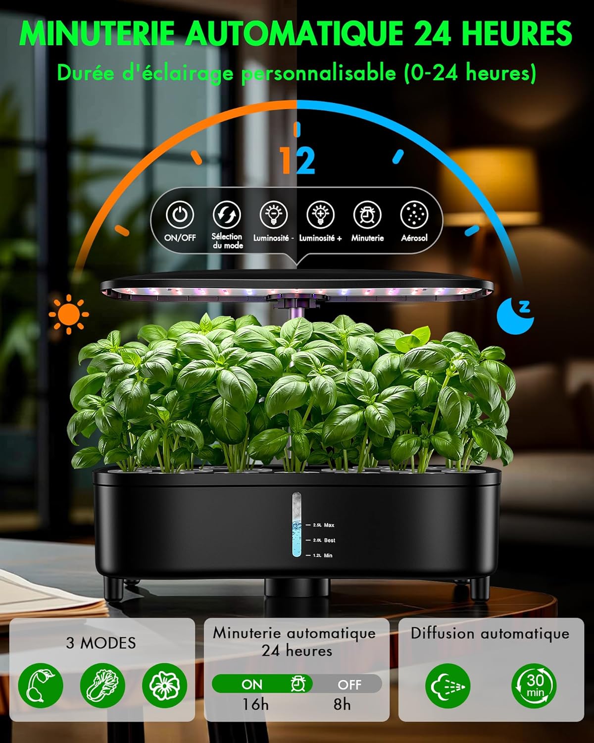 15 Pods, Hydroponics System for Growing System, Aeroponic Technology for 3x Faster Growth, Integrated Full Spectrum LED Light, Smart Indoor Garden for Herbs, Lettuce