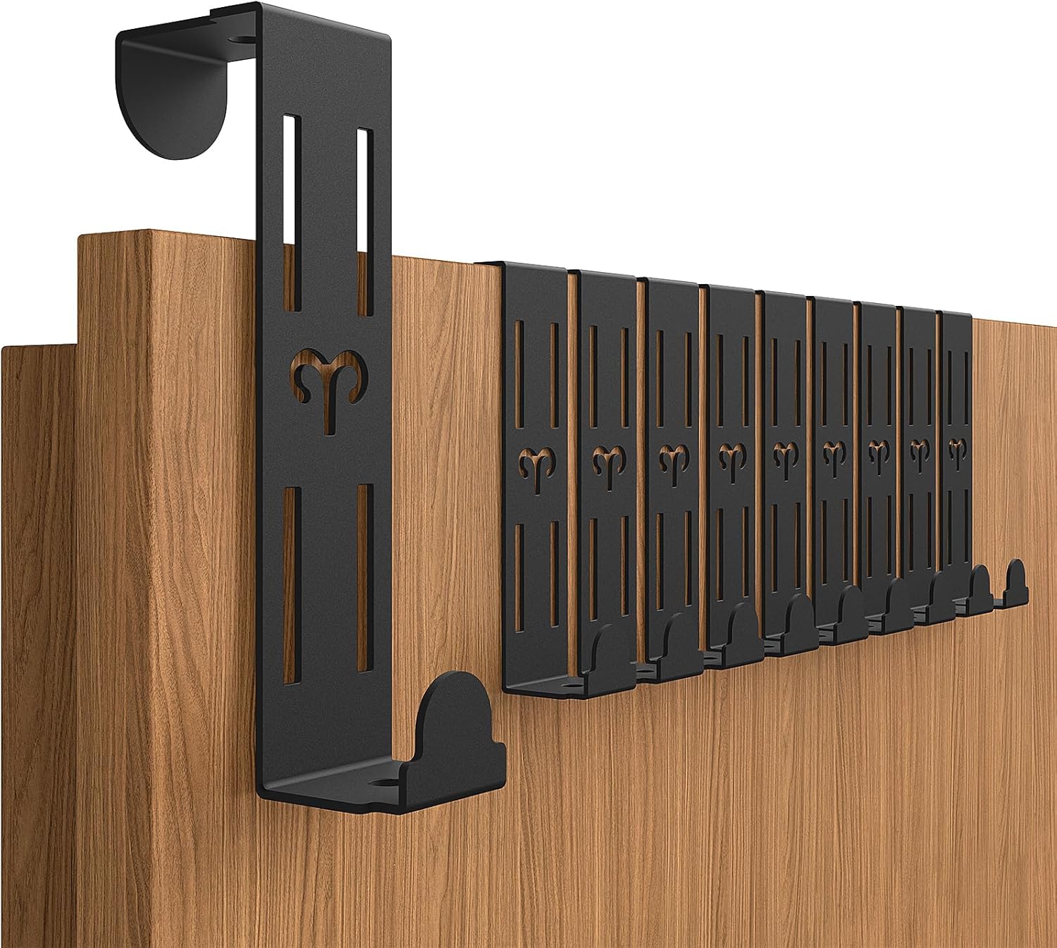 Quirlig Door Hooks for Hanging, Set of 10 Coat Hooks, Solid Hooks, Door, Versatile Door Coat Rack for Hanging, Flexible Door Wardrobe, Door Hooks for Home, Office, Black